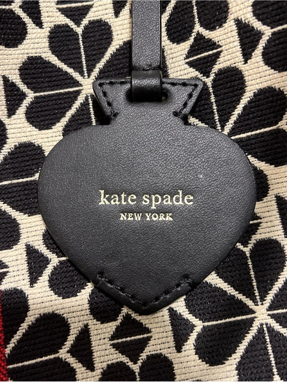 kate spade JacquardBlack & Cream Floral Tote with Burgundy stripe Sz L